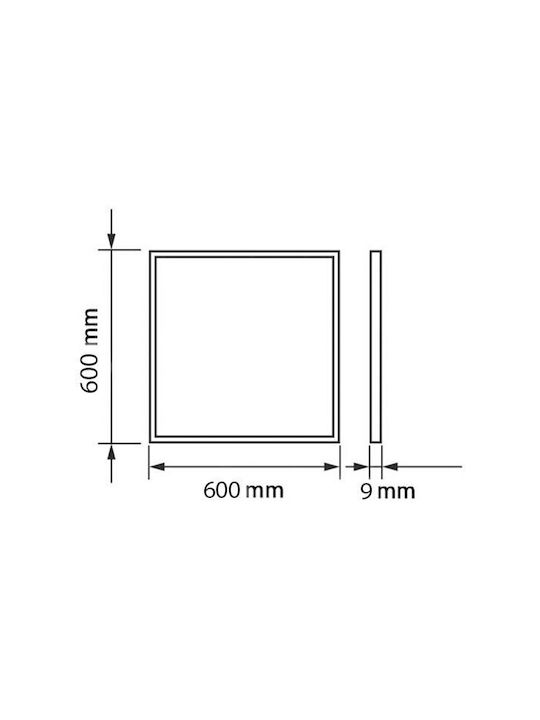 Adeleq Square Recessed LED Panel 50W with Natural White Light 60x60cm