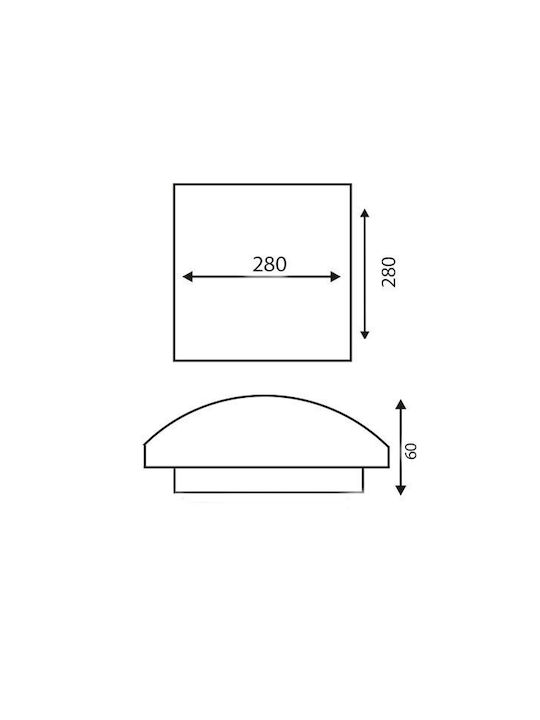 Adeleq Ceiling Light Fixture Square Outdoor LED Panel 18W with Natural White Light 4000K 28x28cm