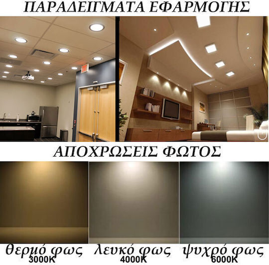 Elvhx Кръгъл Вграден LED Панел 32W с Неутрално Бяло Осветление 4000K 22.1см