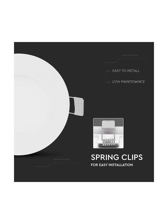 V-TAC Round Metallic Recessed Spot with Integrated LED and Natural White Light White 8.4x8.4cm. 1pcs