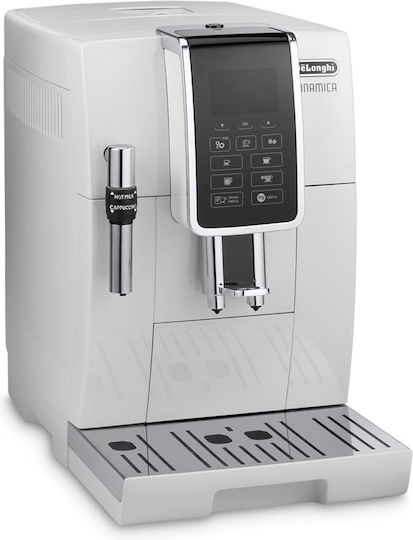 De'Longhi Dinamica Αυτόματη Μηχανή Espresso 1450W Πίεσης 15bar με Μύλο Άλεσης Λευκή