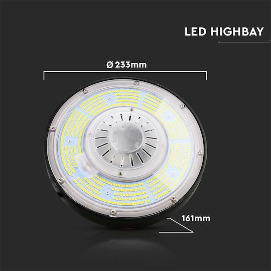 V-TAC Commercial Bell Light 100W Natural White 18500lm with Built-in LED Black Ø23.3cm