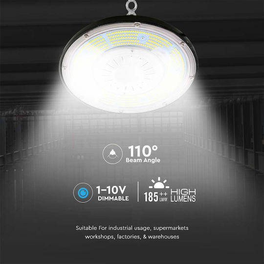 V-TAC Commercial Bell Light 100W Natural White 18500lm with Built-in LED Black Ø23.3cm