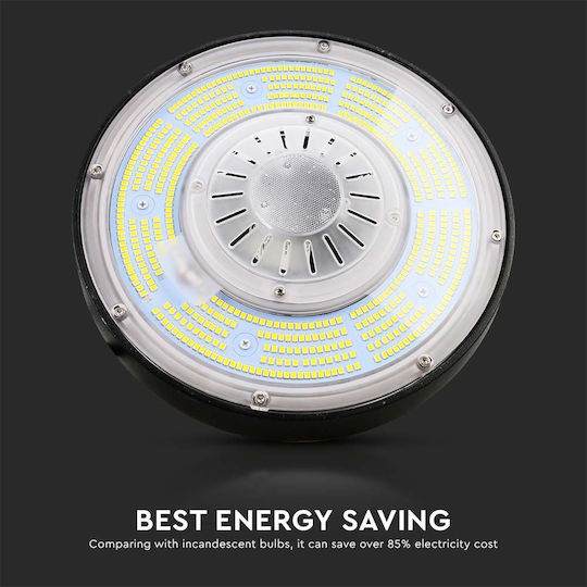 V-TAC Commercial Bell Light 100W Natural White 18500lm with Built-in LED Black Ø23.3cm