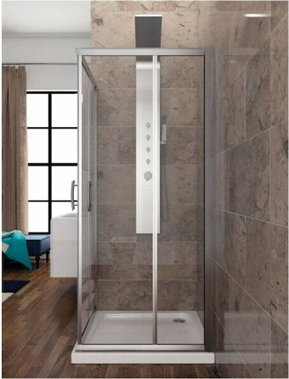 Karag New Flora 100 Καμπίνα Ντουζιέρας με Συρόμενη Πόρτα 70x70x180cm Clear Glass Chrome Karag New Flora 100 Καμπίνα Ντουζιέρας με Συρόμενη Πόρτα 70x70x180cm Clear Glass Chrome