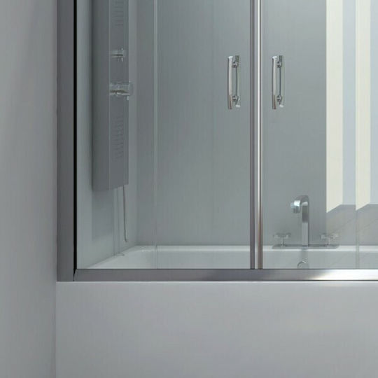 Karag Flora 300 Duschwand Badewanne mit Schieben Tür 170x148cm Klarglas