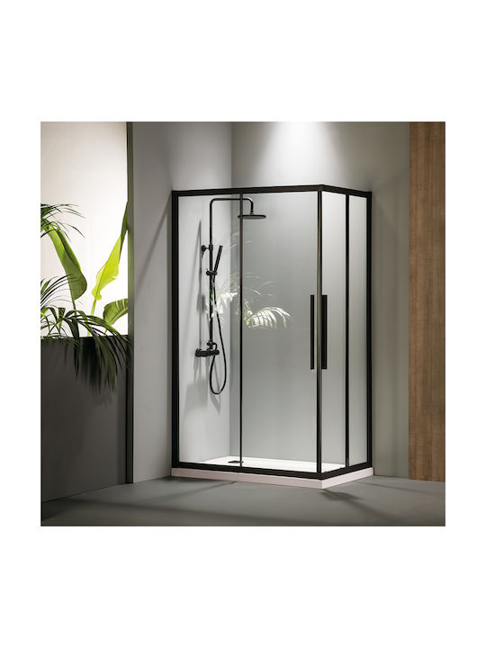 Devon Flow Side Panel Fixed Side for Shower 80x195cm Clean Glass Black Matt