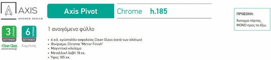 Axis Pivot Shower Screen for Shower with Hinged Door 67-71x185cm Clean Glass Chrome