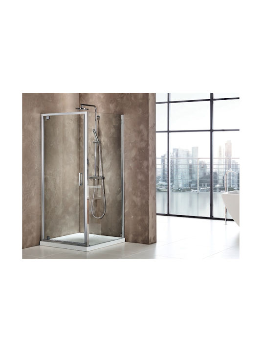 Axis Pivot Shower Screen for Shower with Hinged Door 67-71x185cm Clean Glass Chrome