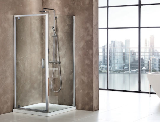Axis Pivot Shower Screen for Shower with Hinged Door 67-71x185cm Clean Glass Chrome