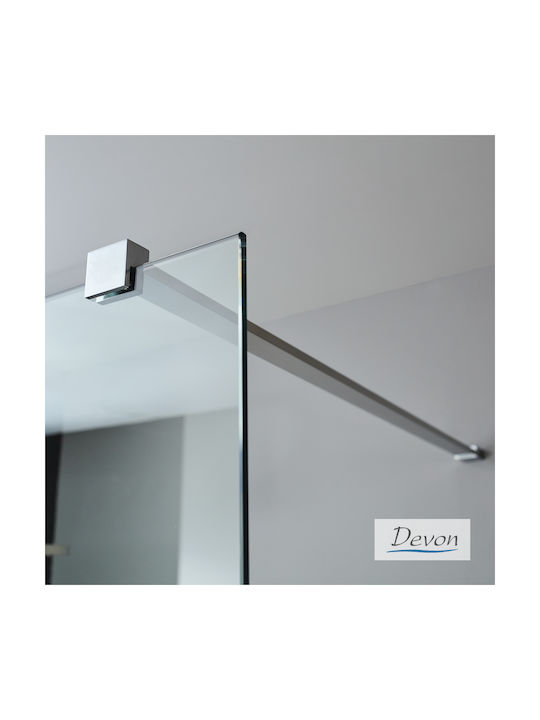 Devon Iwis Walk-In Duschwand für Dusche 87-89x200cm Sauberes Glas Inox gebürstet