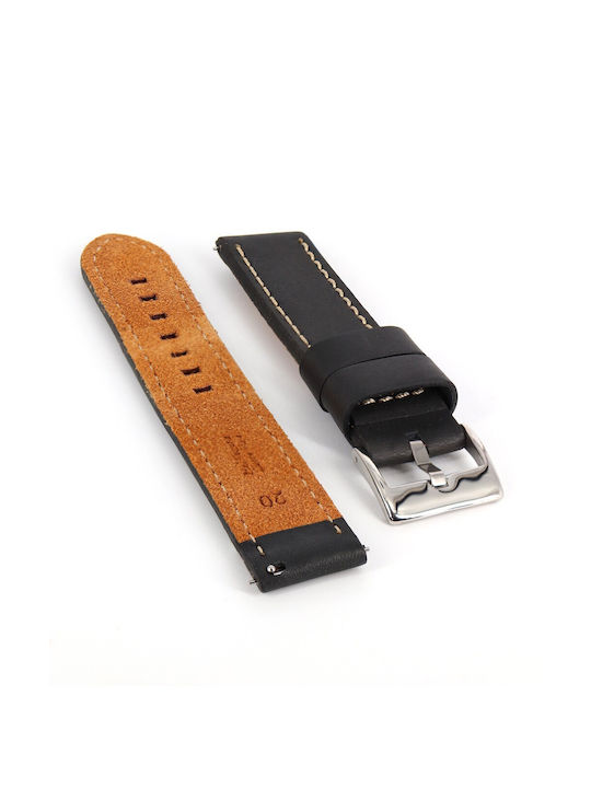 Diloy Straps Δερμάτινο Λουράκι Μαύρο 20mm