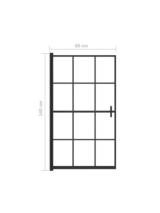 vidaXL Shower Screen for Shower with Hinged Door 80x140cm Black