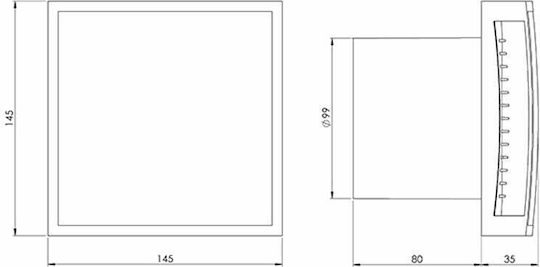 Europlast Wandmontage Lüfter für das Badezimmer 100mm Gray