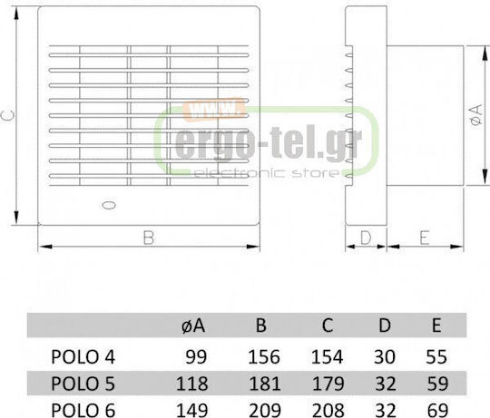Dospel Polo 4 100 WCH De perete Ventilator 100mm Alb
