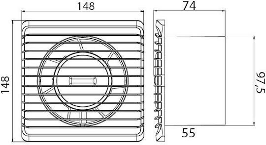 Mmotors ΜΜ 0597 Επιτοίχιος Εξαεριστήρας 100mm Λευκός