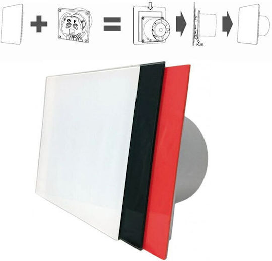 AirRoxy Standard Επιτοίχιος Εξαεριστήρας Μπάνιου 100mm Κόκκινος