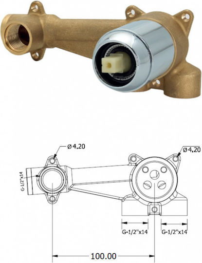 Viospiral Optima Set Mischer & Auslauf für Wandmontage für für Waschbecken 1 Ausfahrt