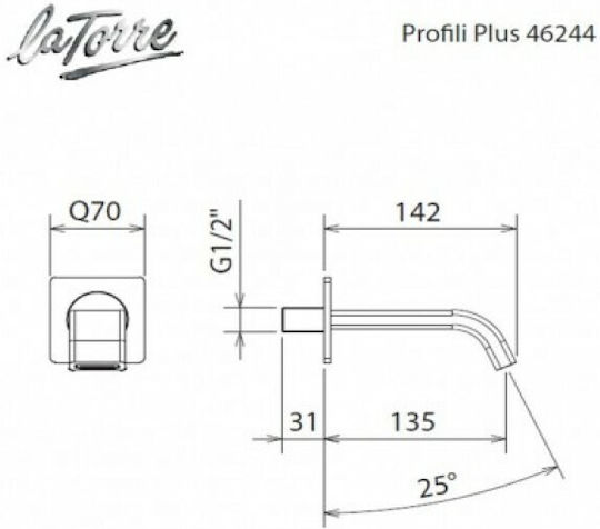 Eurorama Quadra Wandarmaturauslauf für Badewanne Black Matt
