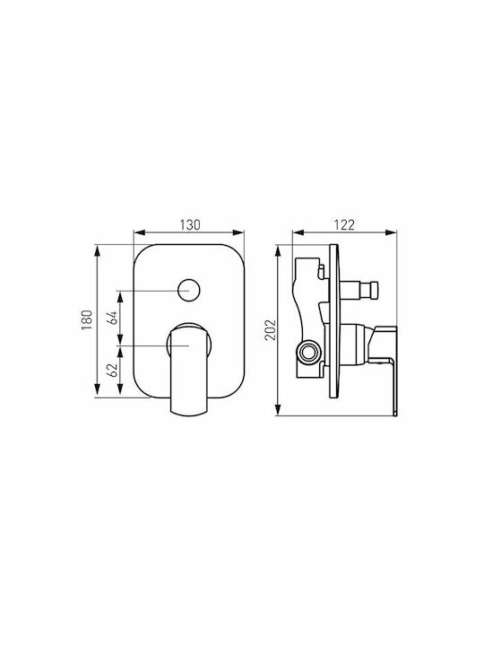 Ferro Alba Built-in Faucet Mixer for Bathtub 2 Exits Silver