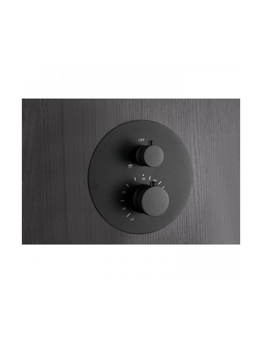 Imex Line Built-in Mixer, Hand Shower & Shower Head Set for Shower 2 Exits Black