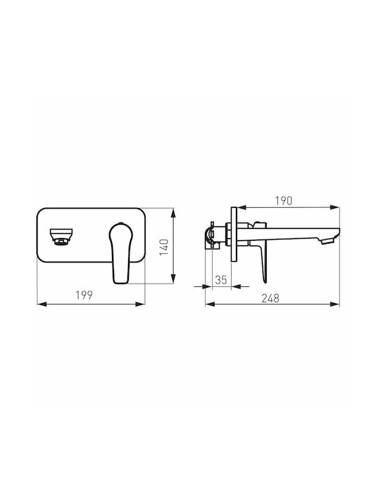 Ferro Adore Built-in Mixer & Spout Set for for Bathroom Sink 1 Exit White