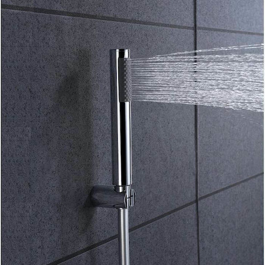 Imex Vesubio Built-in Mixer, Hand Shower & Shower Head Set for Shower 2 Exits Inox Silver