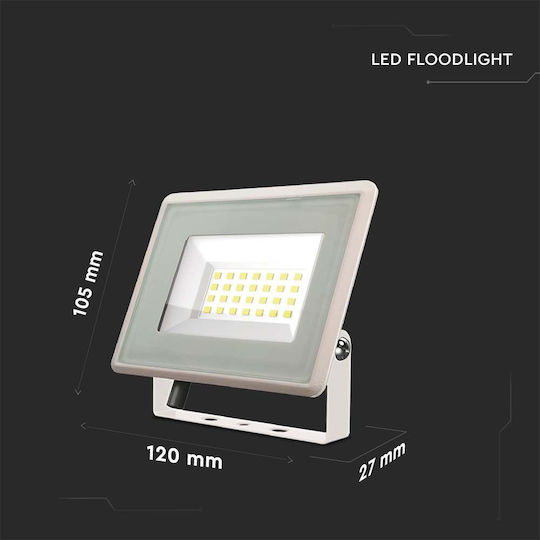 V-TAC Αδιάβροχος LED Προβολέας 20W Топло бяло 3000К IP65