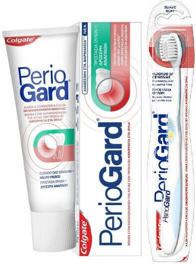 Colgate Periogard Pastă de dinți pentru Parodontită & Periuță de dinți moale de culoare alb-somon 75 ml