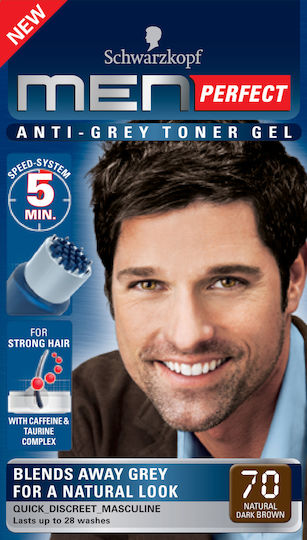 Men Perfect Anti-Grey Color Gel Προσωρινή Βαφή Μαλλιών 80 Φυσικό Μαύρο Καστανό 50ml