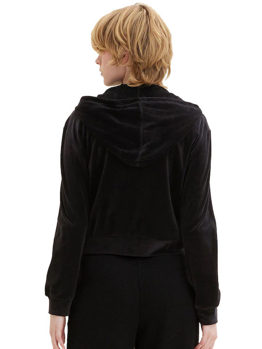 Tom Tailor Γυναικεία Ζακέτα με Φερμουάρ σε Μαύρο Χρώμα