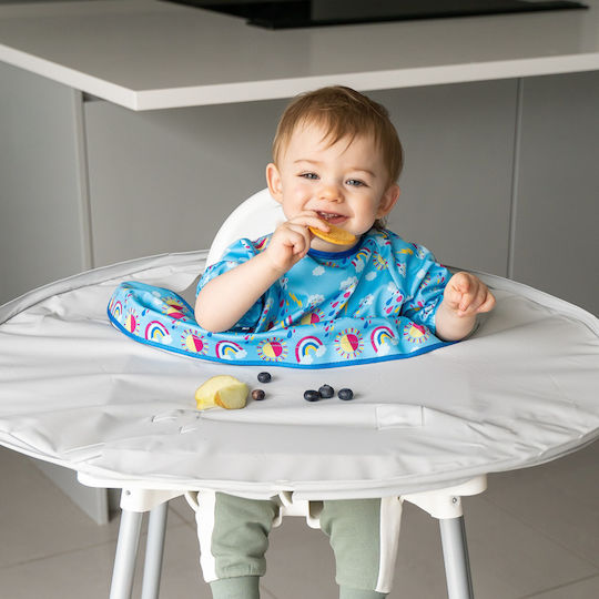 Tidy Tot Sunny Rainbow Waterproof Гащеризон Силикон със закопчалка за обръч и примка & Ръкави Син TCBSSSR