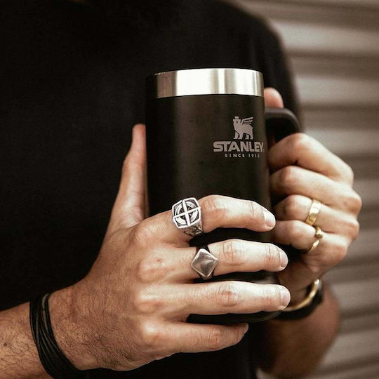 Stanley The Big Grip Glass Thermos Bottle Stainless Steel BPA Free 700ml Black With Handle