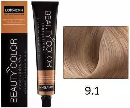 Lorvenn Beauty Color Боя За Коса 9.1 Много Светло Пепеляво Русо 70ml