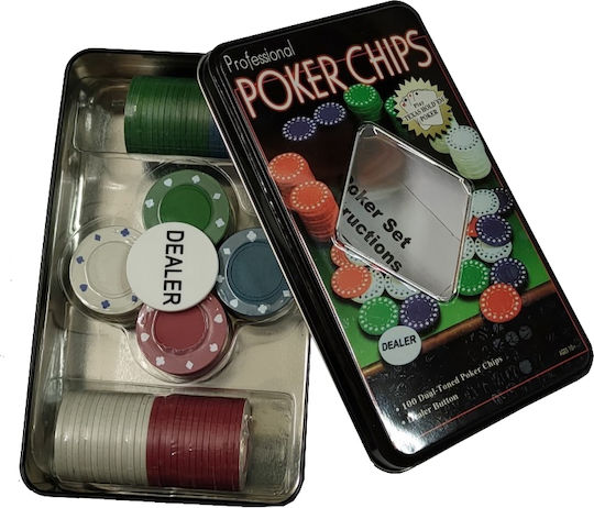 Argy Toys Set 100 Fise de Poker 50mm / 11.5gr in Cutie metalică