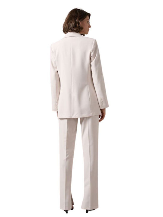 Passager Blazer pentru femei Cu talie Sacou Ecru