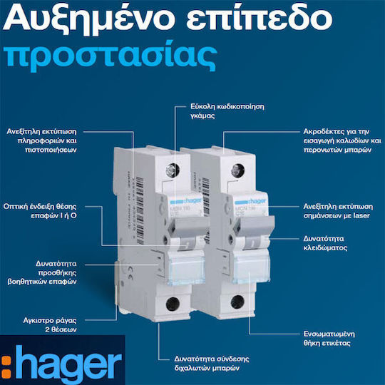 Hager Automatic Circuit Breaker 3A Double-pole AC MCN203