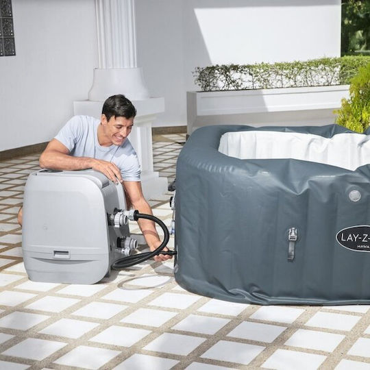 Lay-Z-Spa Hawaii Hydrojet Pro Квадратен Надуваем Басейн 795л с Хидромасаж 180x180x71см Сив