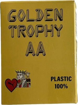 Argy Toys Golden Trophy AA Playing Cards Plastic for Poker Red