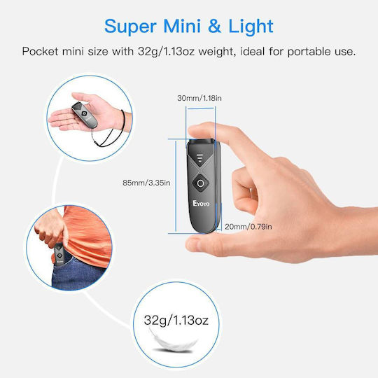 Eyoyo Eyoyo Scanner Χειρός Ασύρματο Mini με Δυνατότητα Ανάγνωσης 2D και QR Barcodes