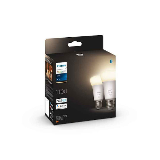 Philips Smart Bulbs LED 9.5W for E27 Sockets and A60 Shape Warm White 1100lm Dimmable 2 Pieces
