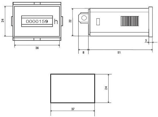 Vemer HM30-230/60 Operating Hour Counter Electric Panel Analog Door / Recessed Single Phase 308-001302600