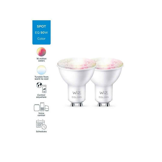 WiZ Becuri Smart LED 4.7W pentru Dulie GU10 și Formă PAR16 RGB 345lm 2buc