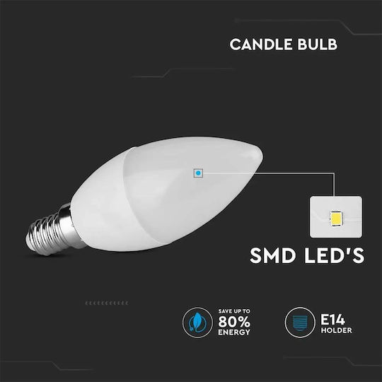 V-TAC VT-1818 LED Bulb 3.7W 100mm for Socket E14 and Shape C37 Natural White 320lm