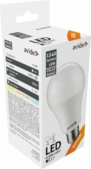 Avide ABBG27NW-18W Λάμπα LED 18W για Ντουί E27 Φυσικό Λευκό 1540lm