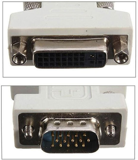 Powertech Convertor VGA masculin în DVI-I feminin Alb 1buc CAB-G018
