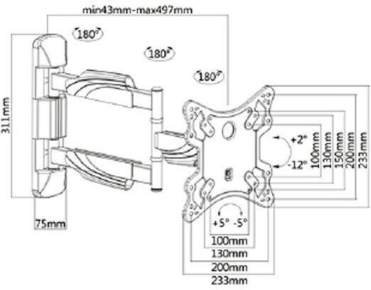 KMA28S-223 Wall TV Mount with Arm up to 42" and 35kg