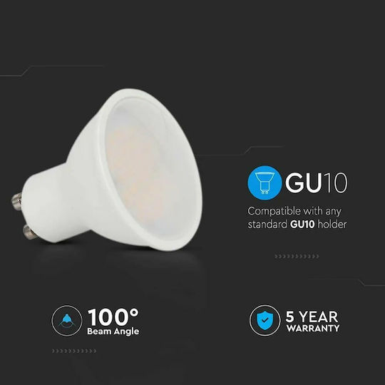 V-TAC Samsung Chip Weiß Vt LED-Lampe 4.5W 80mm für Fassung GU10 und Form MR16 Warmes Weiß 400lm
