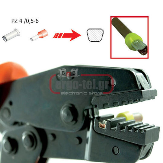 Ergom PZ16/6-16K Crimping Press 6-16mm² Cross Section Insulated & Ratchet Mechanism (Length 240mm)