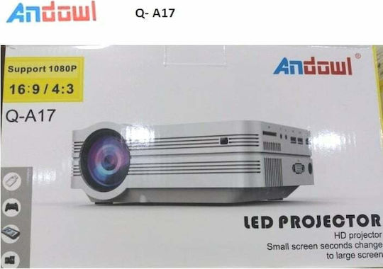 Andowl Q-A17 Mini Projector DLP (DMD) LED Lamp with Built-in Speakers White